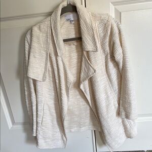 DR2 Cream Textured Open Front Cardigan